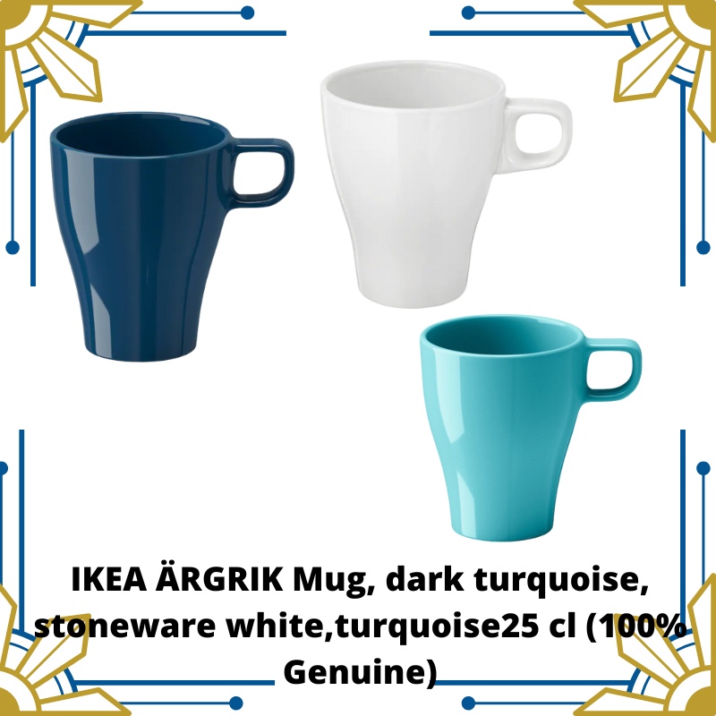 IKEA ÄRGRIK Mug, dark turquoise, stoneware white,turquoise25 cl (100