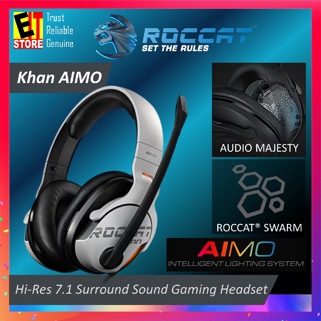 Roccat Khan Aimo Hi Res 7 1 Surround Sound Gaming Headset White Roc 14 801 As Shopee Malaysia