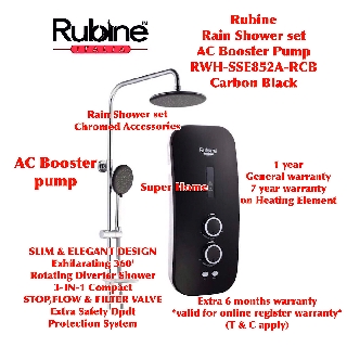 Sale Rubine Rain Shower Water Heater Dc Inverter Booster Pump Rwh Sse891d Shopee Malaysia
