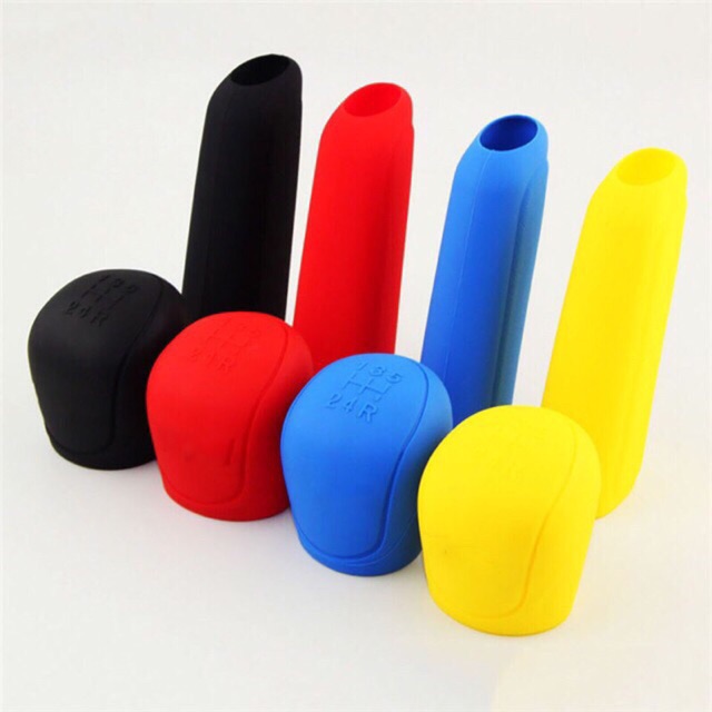 1 Set  Manual Car Gear Head Shift Knob Cover Shift Collars Handbrake Brake Case Silicone Gear Shift Knob Cover Car Handb
