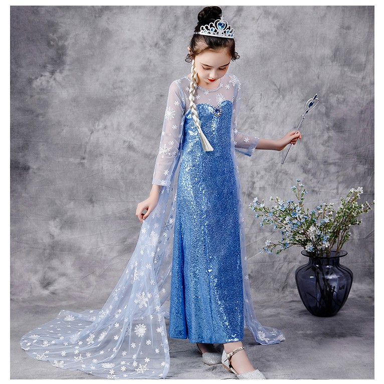 2021 New Frozen Elsa Princess Costume Dress Girl Baju Muslimah Kanak Kanak Budak Perempuan Shopee Malaysia