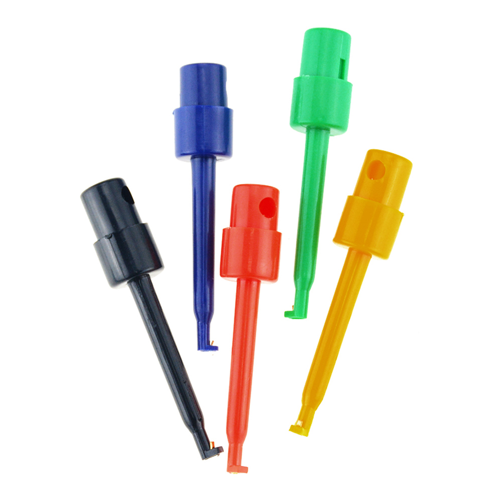 5PCS Large Size Length 57mm Single Test Hook Clip Test Probe For Electronic Testing Round Crocodile Clip Hook Test Clip