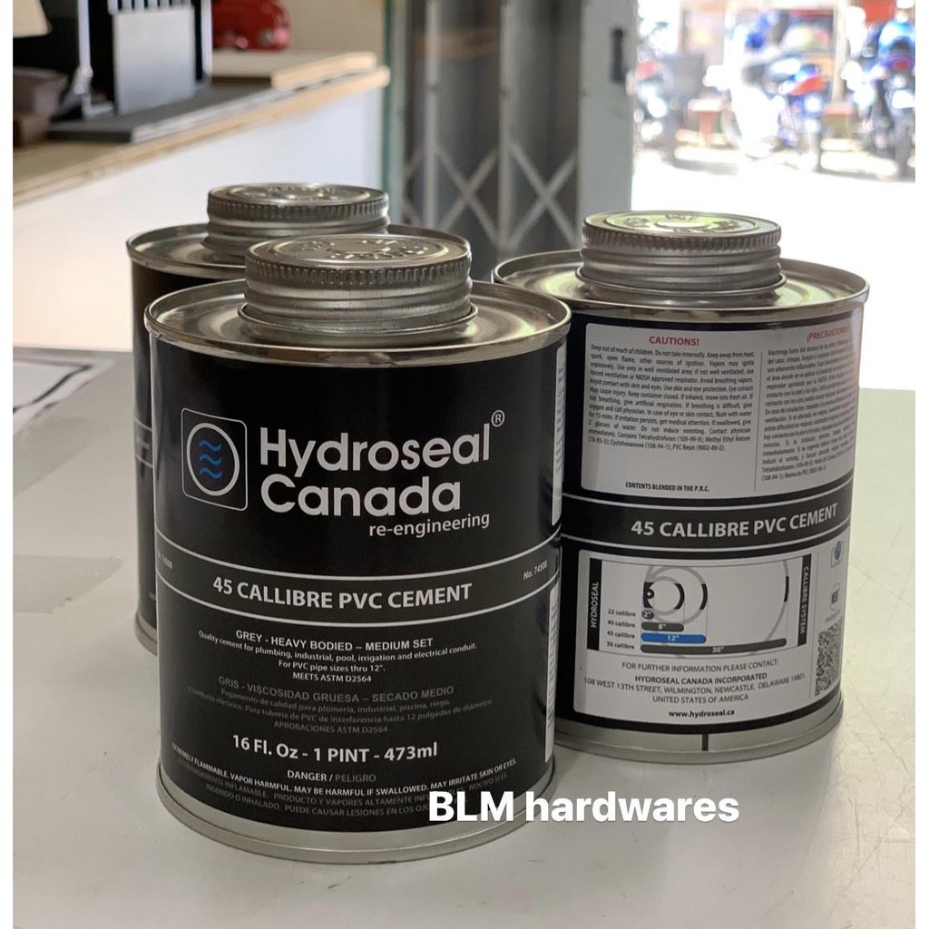 HYDROSEAL CANADA 45 CALLIBRE PVC CEMENT / GREY 16 oz (473ml) (Canada