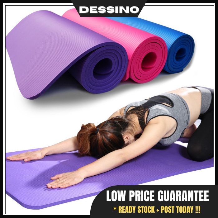 DESSINO Yoga Mat Anti Slip Exercise Mat Tikar Senaman Fitness NBR Yoga Mat Extra Thick 183cm Tikar Yoga Tebal Slim