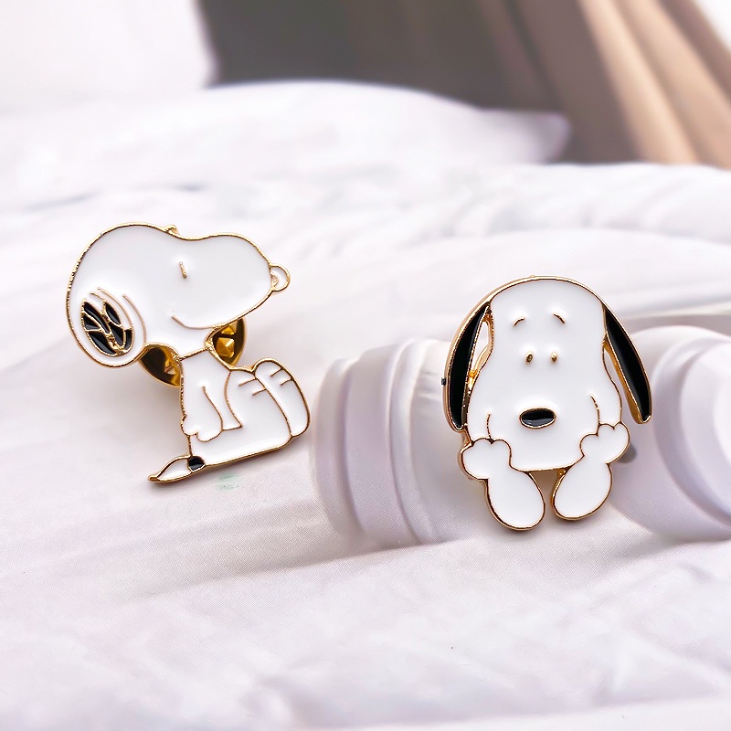 1Pc Cute Snoopy Pin Jewelry Cartoon Brooch Metal Drip Enamel Anti-glare ...