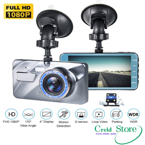 Dual Lens BlackBox Car DVR 4'' Front And Rear Dashcam WDR Super Full HD ...