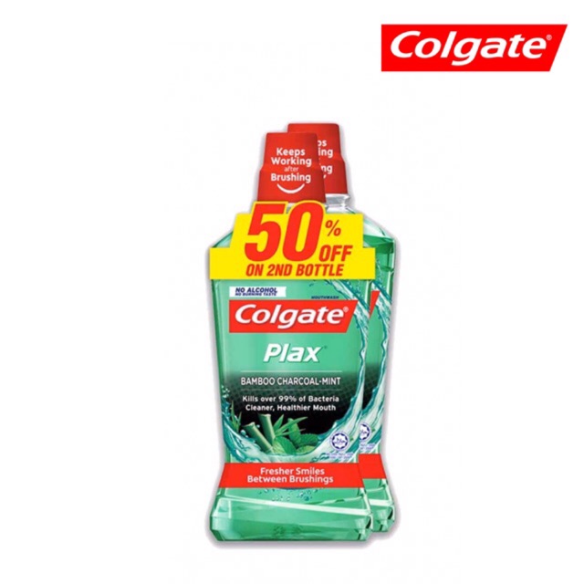 Colgate Plax Bamboo Charcoal Mint Mouthwash Eliminates 99.9 Bacteria