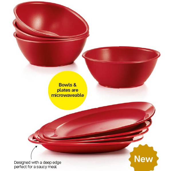 [ORI] Tupperware Royal Red Bowls 700ml / Royal Red Dining Plates 390ml