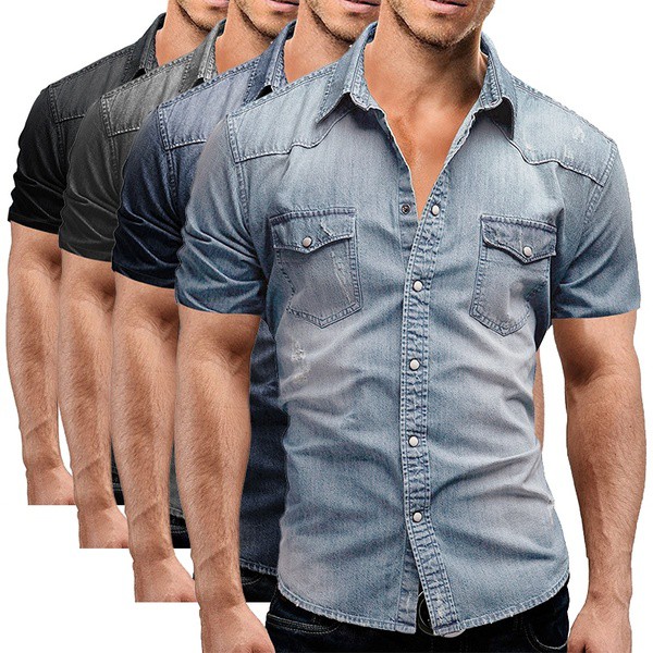 denim shirt and jeans men