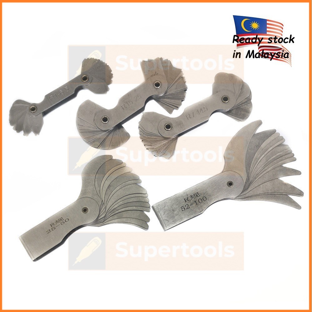 Radius Gauge R1-R100 Fillet Gauge Feeler Metric Engine Cylinder Head ...