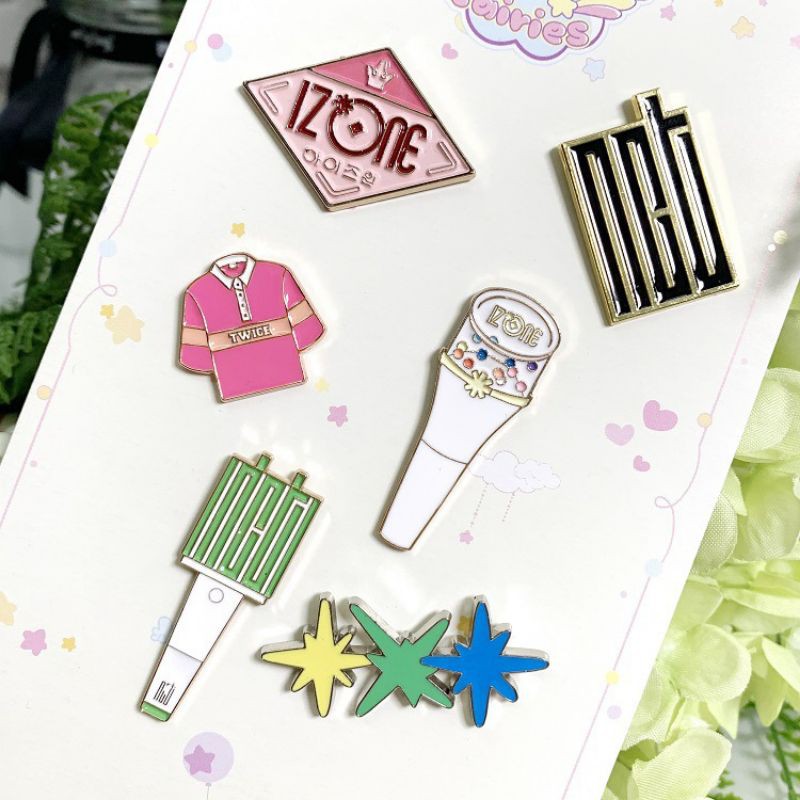 NCT TWICE IZONE TXT Logo Lightstick Enamel Pins Badges Kpop Idol Group Pins Brooches Merchandise