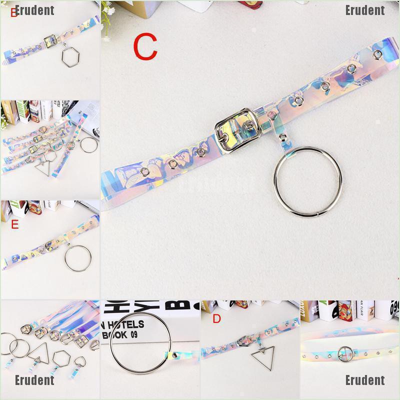 Women Transparent Rainbow Punk Clear Buckle Wide Waist Circle Belt Waistband