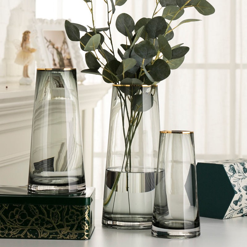 Nordic Creative Simple Living Room Decoration Aquatic Plants Dry Flower Flower Inserting Device Transparent Glass vase ornaments北欧创意简约客厅装饰水养植物干花插花花器ins透明玻璃花瓶摆件 