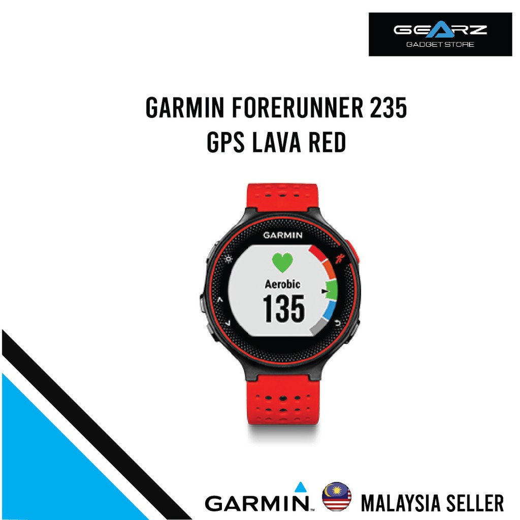 Ready Stock Garmin Forerunner 235 Gps Running Watch [lava Red