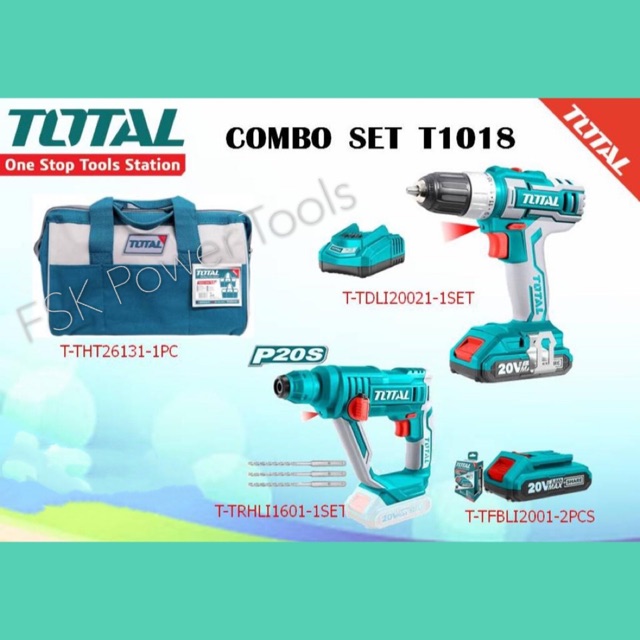 TOTAL Cordless Rotary Hammer Drill_20V Combo Set Shopee Malaysia