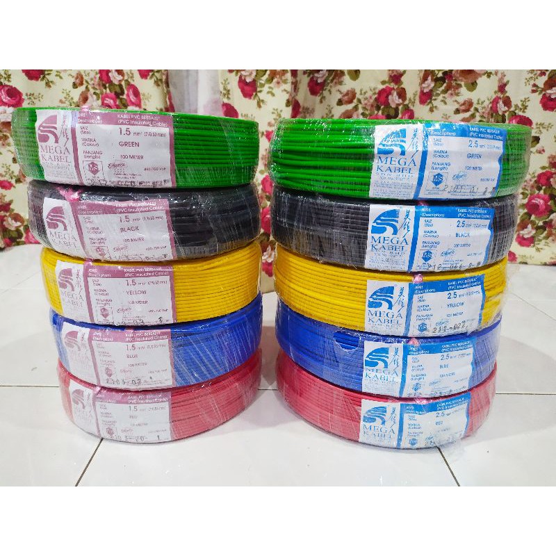 Mega Kabel Sirim Loose Cut Original Cable Size 1.5mm And 2.5mm High ...