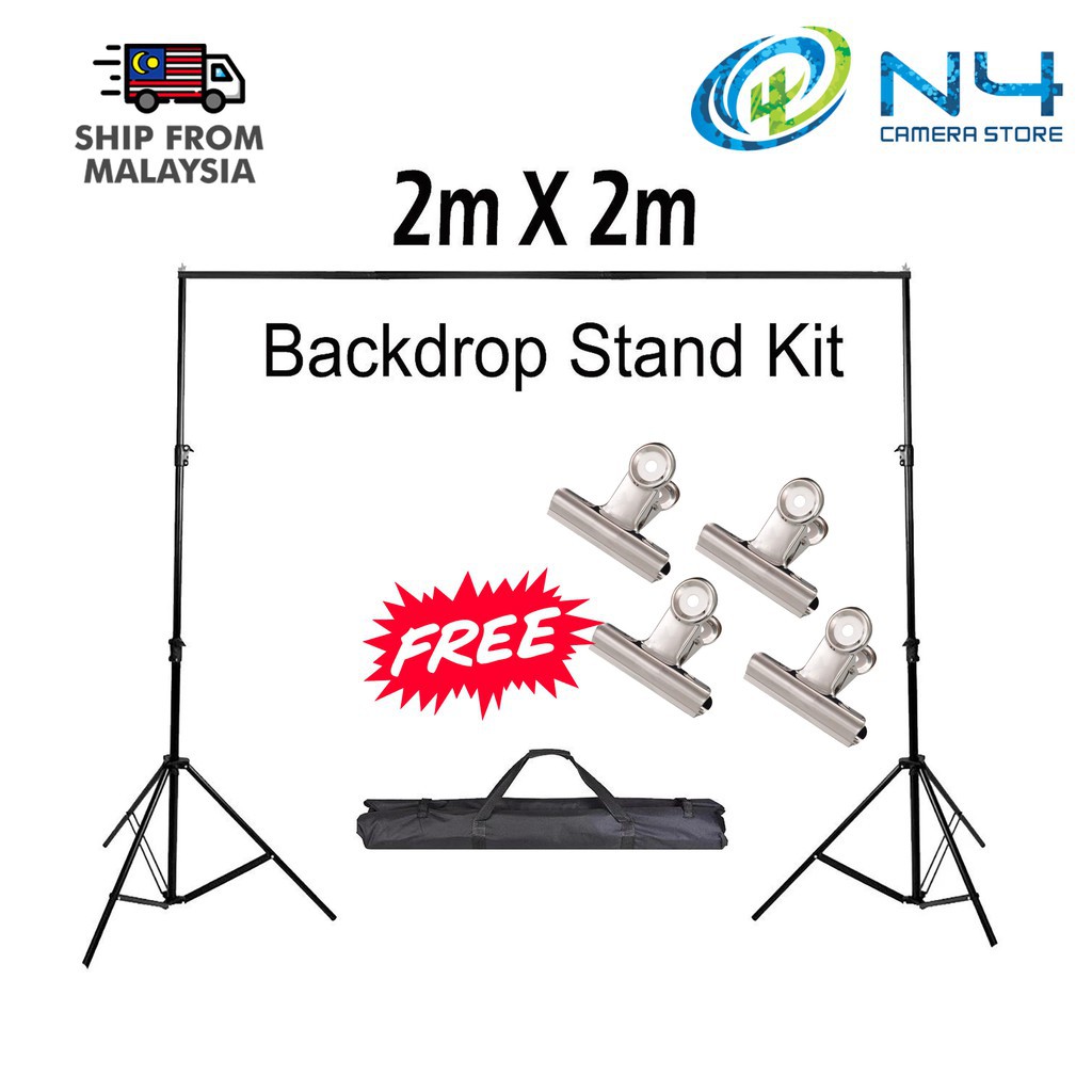 Photo Studio Kit Set Backdrop Stand with Storage Bag & 2 Backdrop Clip ...