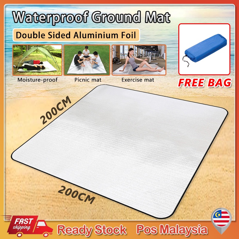 200*200cm Waterproof Outdoor Picnic Mat Camping Tent Floor Double Sided Aluminium Foil Tikar Hiking Beach Camping Mat