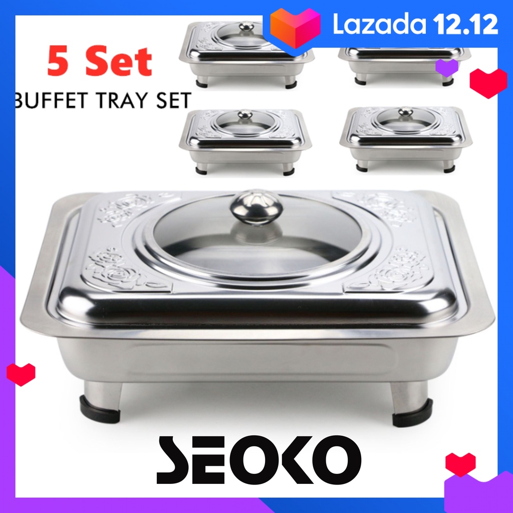 KD015 - 5 set 35x27 BUFFET TRAY SET SEOKO / SERVING TRAY / FOOD PAN KENDURI SET CATERING