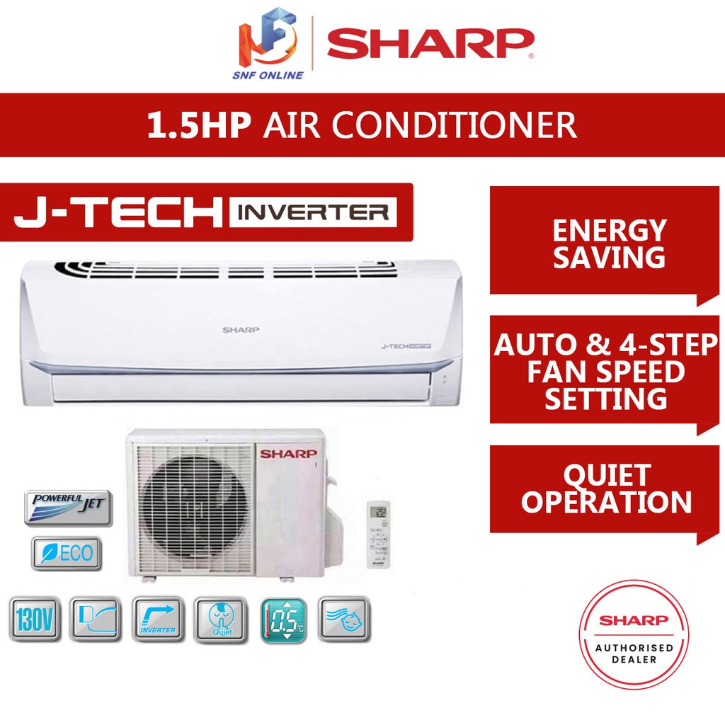 Sharp Inverter J-Tech Air Conditioner R32 (1.5 HP) AHX12VED2 R32 ...