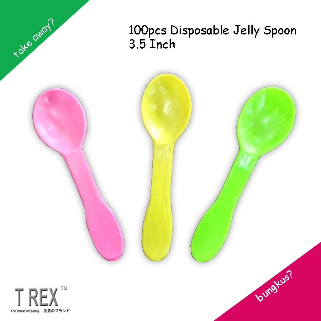 100pcs Disposable Plastic Jelly Spoon Mini Spoon Plastic Ice Cream Spoon Sudu Plastik Mini 3 5 Inch Shopee Malaysia