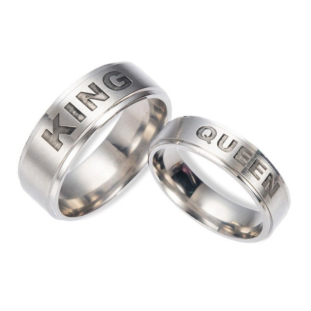 Stainless Steel Couple Rings King Queen Ring Shopee Malaysia