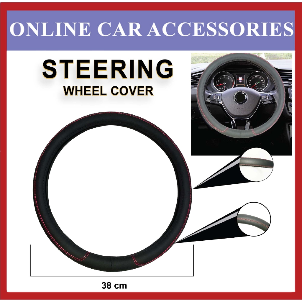 Universal Car Steering Wheel Cover Anti-Slip Premium High-Grade Leather Auto Steering-Wheel Cover Cushion Protector