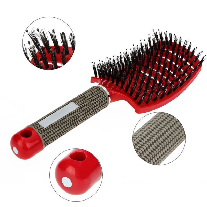 Woman Boar Bristle Nylon Hair Brush Anti Static Hair Mas Scalp