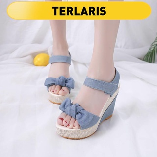 ladies denim wedge sandals