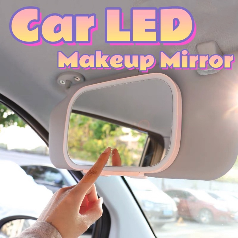 Ready Stock Car Make Up Mirror Led Light Car Sun Visor Rear View Mirror Adjustable Universal