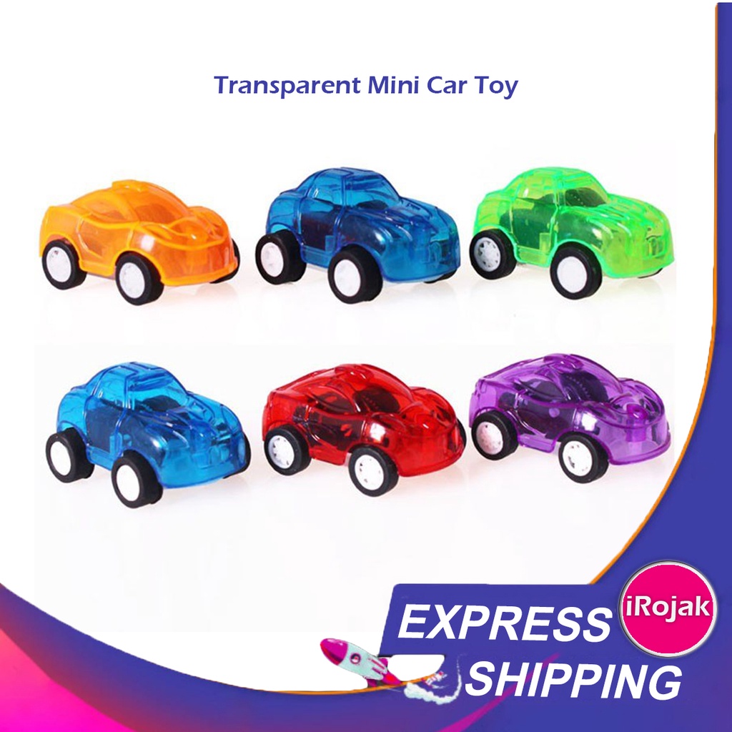 [iRojak] Baby Toys Mini Plastic Transparent Pull Back Cars Mini Toy Cars Vehicle Set 回力车 Kereta