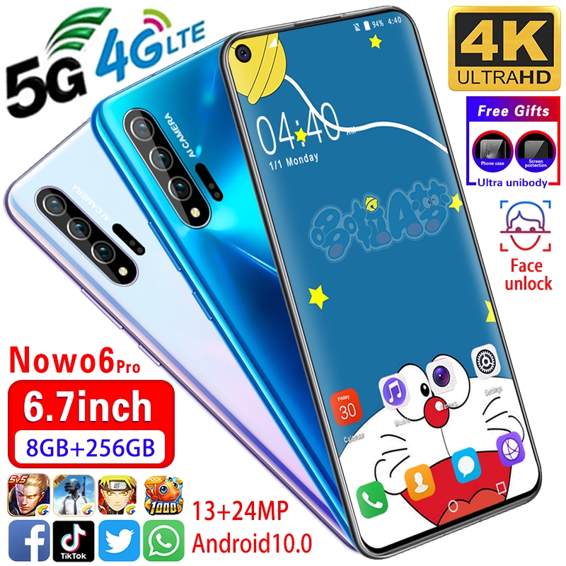 Nowa 6 Pro Phone 8 Gb 256gb Smartphone 6 7inch Full Display Android 10 0 Rear Hd Camera 4800mah Battery Telefon Mobile Phone With 4g Internet Phone Support T Card 10 Core Shopee Malaysia