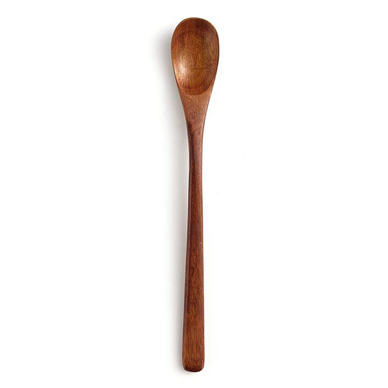 Set of 2 Japanese Style Wooden Kids Soup Spoons Natural Tableware Spoon E4 