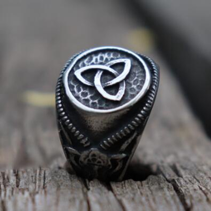 Men Men Viking Jewelry Antique Silver Celtic Knot Devil Bicycle Ring