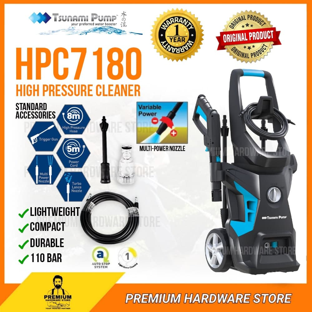 TSUNAMI HPC7180 HPC-7180 2200W High Pressure Cleaner Water Jet 