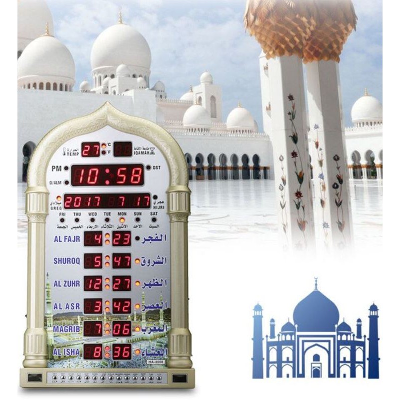 Mosque Prayer Time Muslim Wall Table Digital Azan Clock Jam Dinding Hiasan Dengan Azan Waktu Solat Jam Surau Rumah Shopee Malaysia