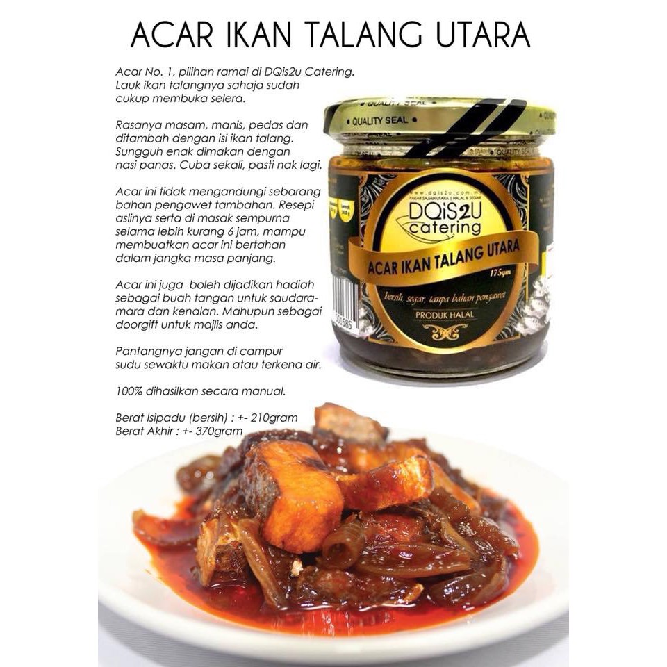 Acar Ikan Talang Utara Homemade 370gram Shopee Malaysia