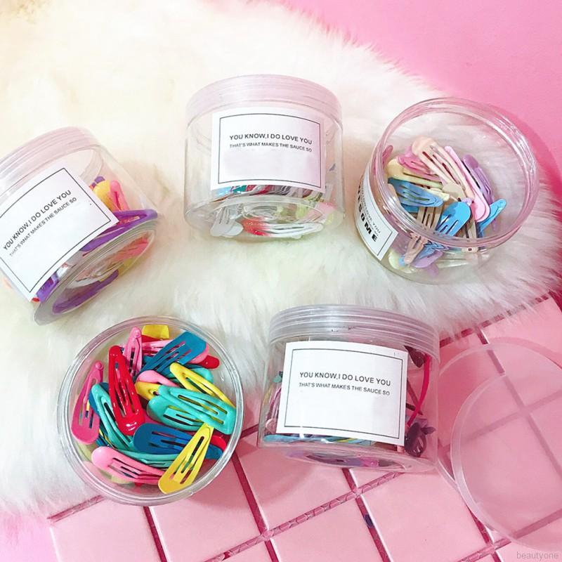 A Box Of Hairpin Teen Girl Candy Color Clip Hair Accessories