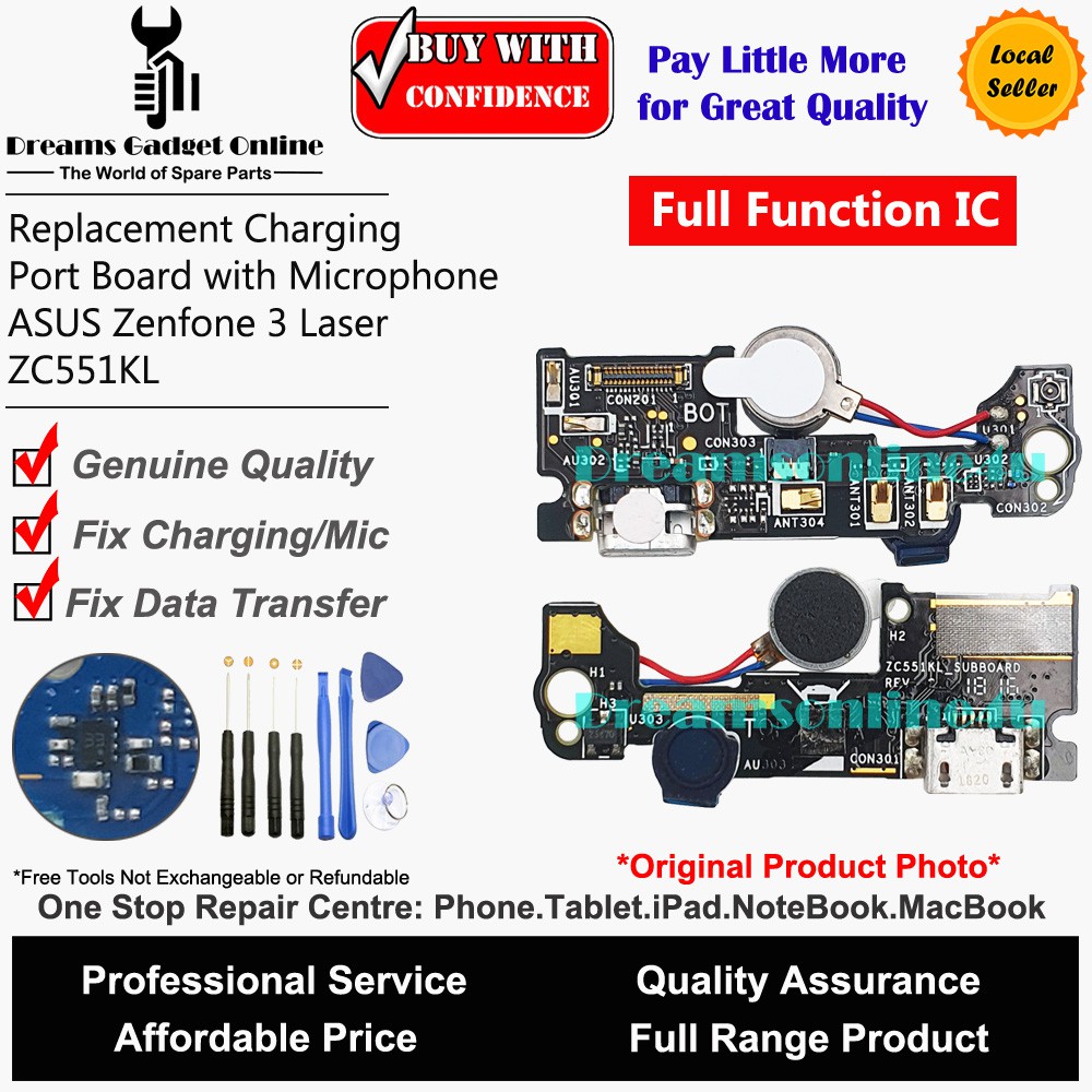 Replacement Charging Port Board With Mic For Asus Zenfone 3 Laser Zc551kl Z018d Full Ic Shopee Malaysia