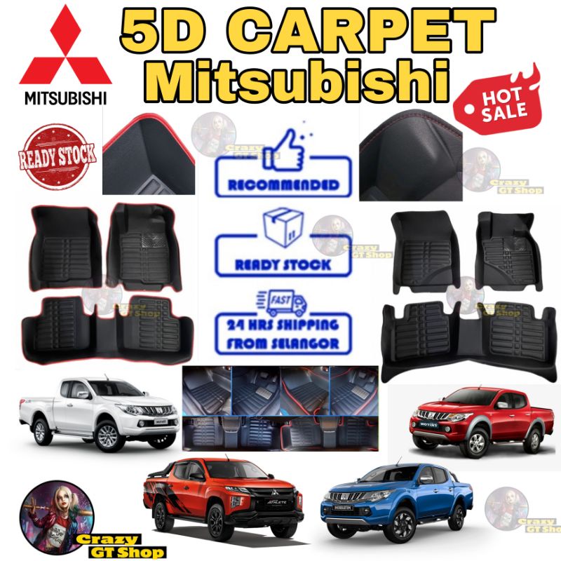 Mitsubishi 4x4 5d Carpet Floor Mat Triton 2005 2022 Shopee Malaysia