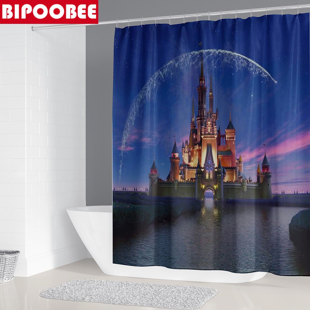 Non Slip Carpet Bath Mat, Disney World Castle Shower Curtain