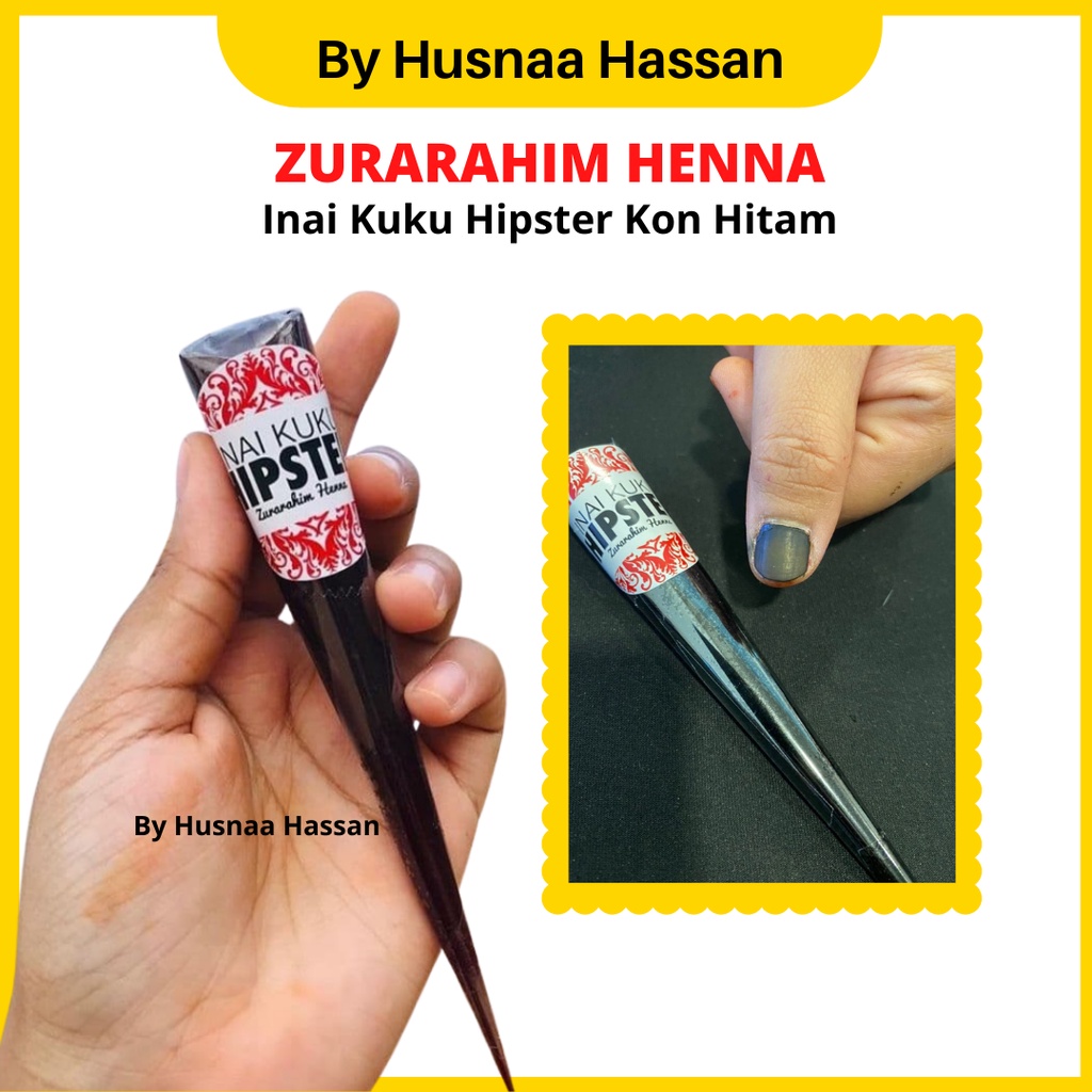 ZURARAHIM HENNA Inai Kuku Hipster Kon Hitam (1 pc) Black Nail Asli Black Special Untuk Bride Pengantin Halal