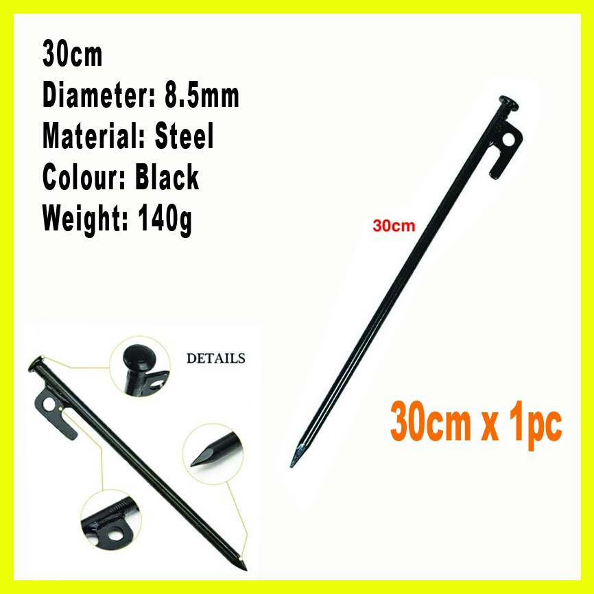 CAMPING GROUND NAIL Black 20cm/30cm/40cm Metal Stakes Pegs Spiral Nails Camping Awning peg Tent Nails outdoor