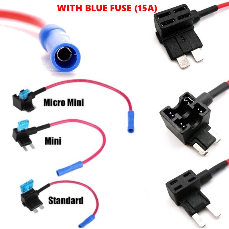 Car Motor Mini Micro Standard Small Medium Fuse Blade Adapter Cable AddACircuit Fuse Holder