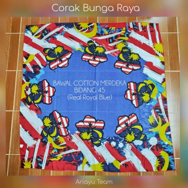 Bawal Cotton Merdeka Corak Bunga Raya Shopee Malaysia