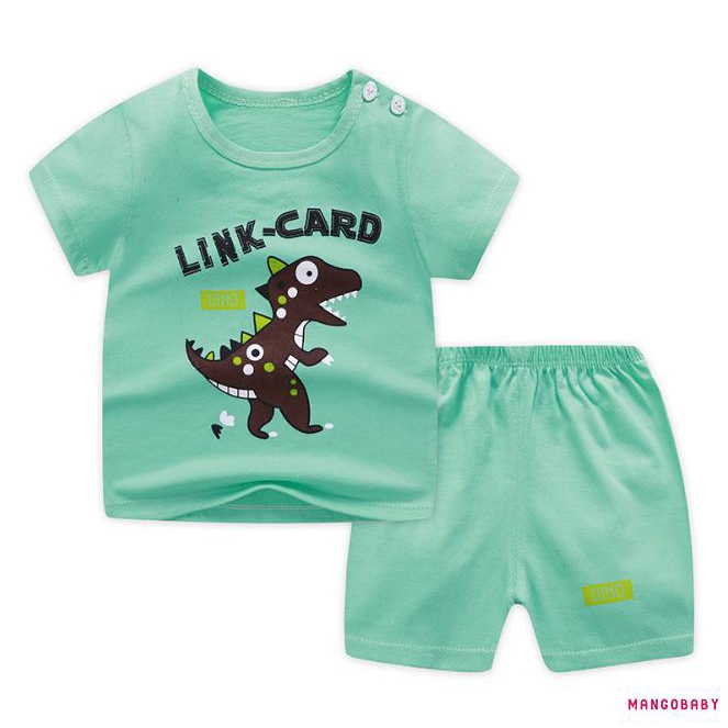♬MG♪-Little Kids Boy Short Sleeve Cute Dinosaur Pattern Shoulder Button ...