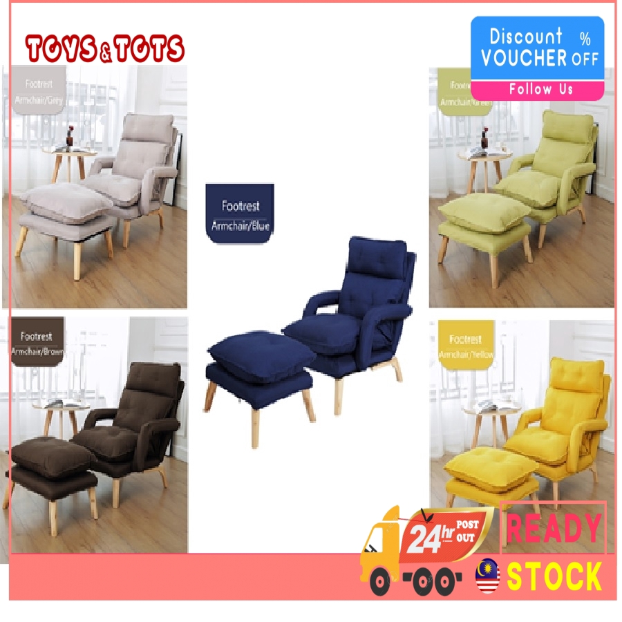 Zeppy 2 In 1 Home Armchair Rest Chair Lounge Sofa Chair Leg Rest Stool Foot Rest Sofa Shopee Malaysia