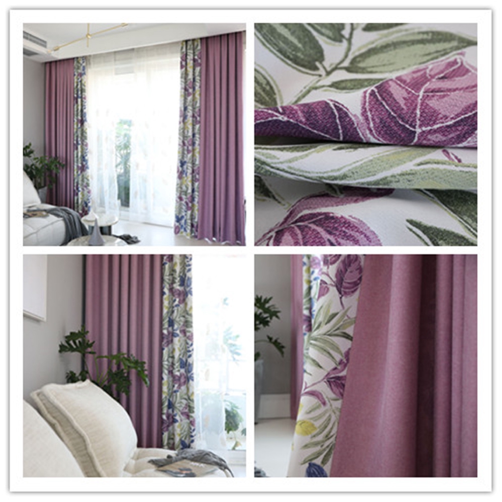 Jinyahome 1pc Shading Blackout Plain Printed Linen Stitching