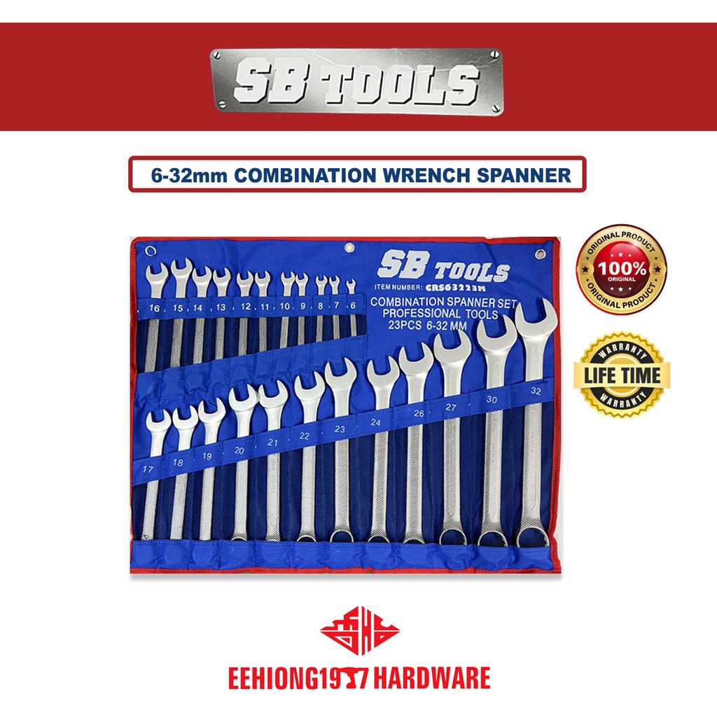 SB TOOLS HEAVY DUTY 6-32MM COMBINATION WRENCH SPANNER SET CRS63223M ...