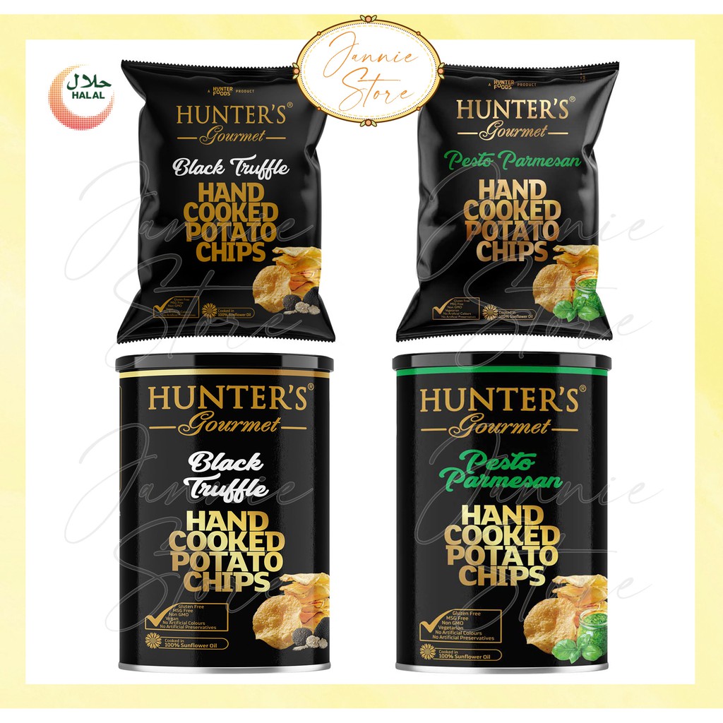 [HALAL] Hunter's Gourmet Black Truffle/Pesto Parmesan Hand Cooked Potato Chips (40G/125G/150G